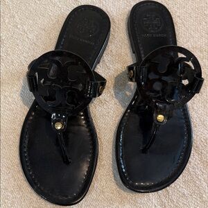 Tory Burch Glossy Black Miller thong Sandals